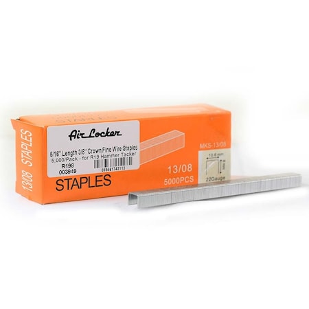 Air Locker Light Duty Staples, R19, 5/16 in Leg L, Steel, 5000 PK R198